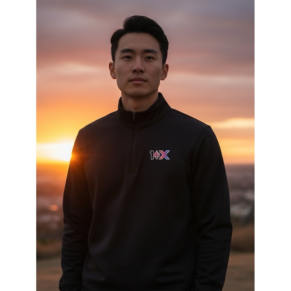 IOX Black Quarter Zip Pullover Men's Medium Performance Golf Athletic Shirt Top - Picture 3 of 12